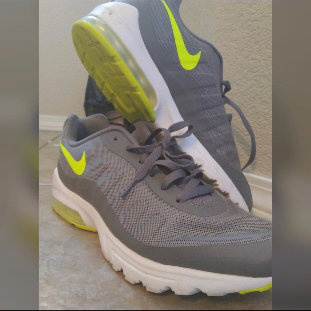 Grey and lime green Nikes